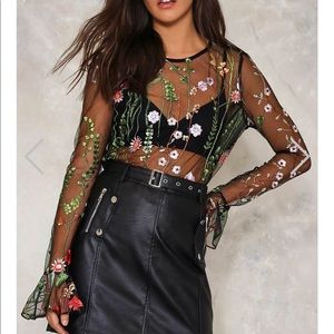 Mesh Embroidered Top NEVER WORN